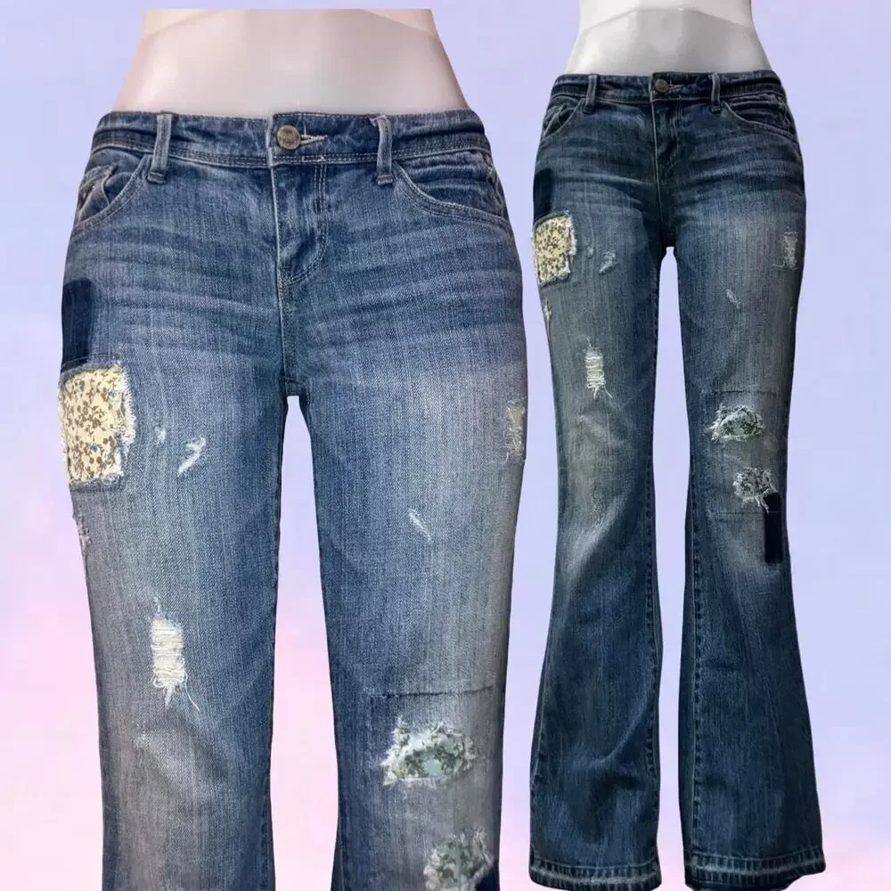 Vintage 90s y2k patchwork flares jeans